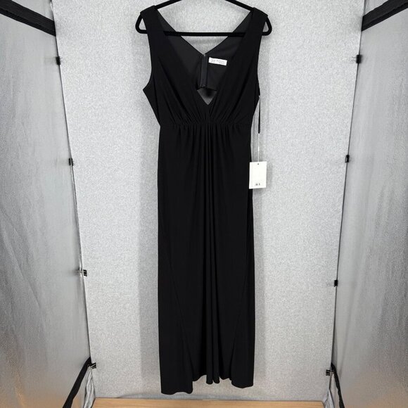 Mac Duggal Jersey V-Neck Cutout Gown Dress Size 20W Black Formal Dress Chic NEW - Picture 1 of 16